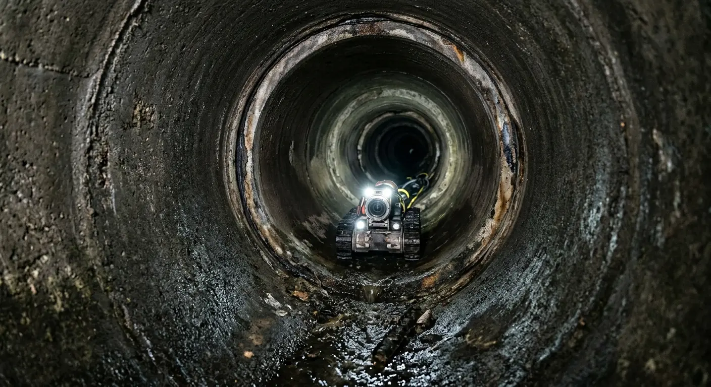 Robotic sewer camera inspecting pipe interior for Sewer Line Repair in Lakeland North
